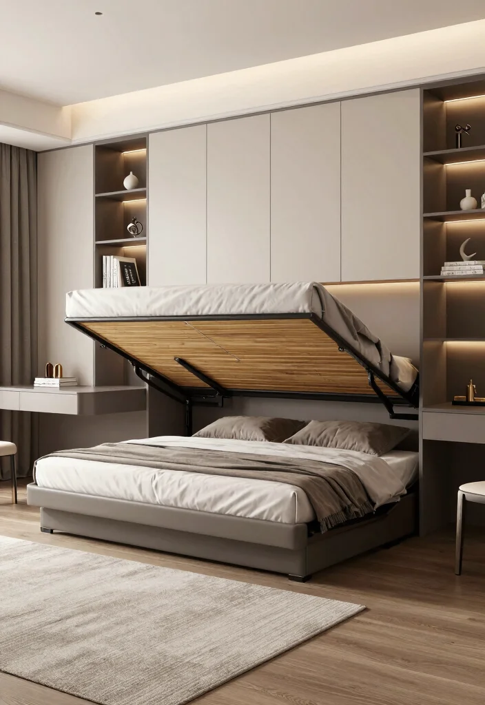 12 Teen Boys Bedroom Ideas with Cool Functional Design 5. Stylish Murphy Bed 0
