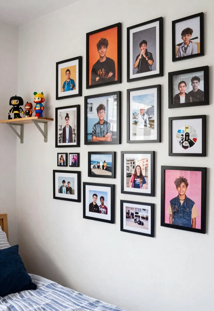 12 Teen Boys Bedroom Ideas with Cool Functional Design 7. Personalized Gallery Wall 0