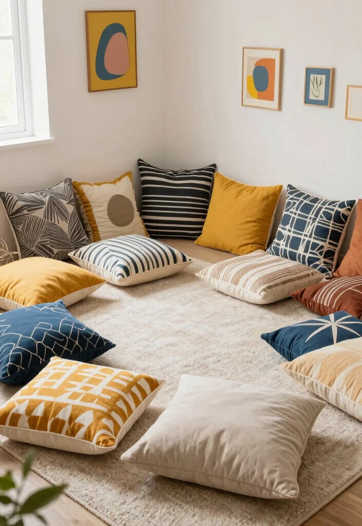 12 Teen Boys Bedroom Ideas with Cool Functional Design 9. Trendy Floor Cushions 0