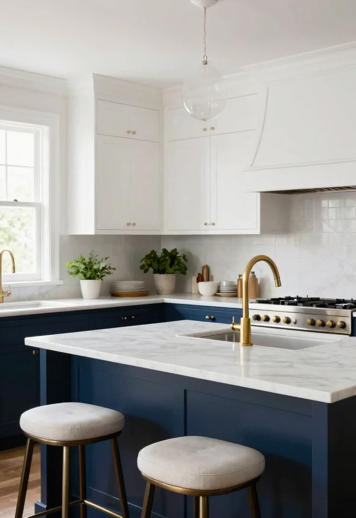 12 Two Tone Kitchen Cabinet Color Ideas That Work 1. Classic White and Navy 0