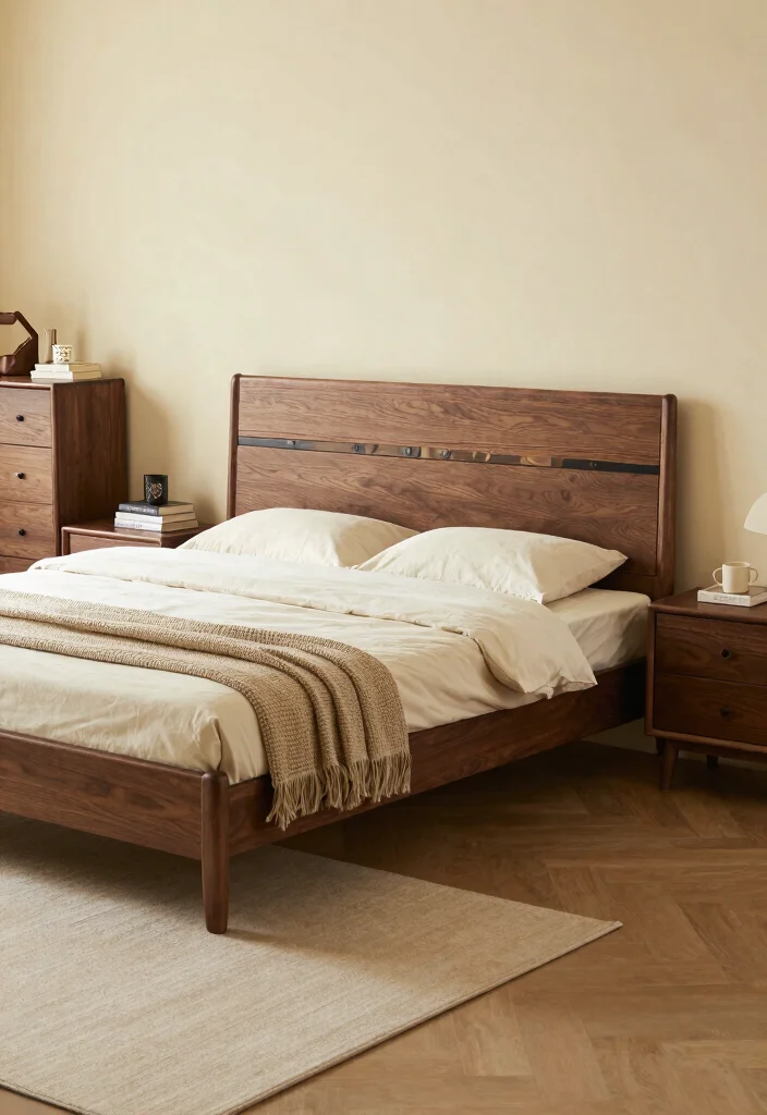 12 Walnut Bedroom Ideas with Warm Rich Tones 1. Embrace Warm Tones with Walnut Furniture 0