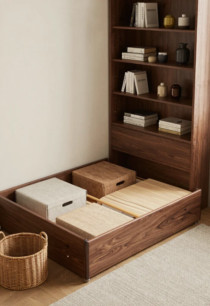 12 Walnut Bedroom Ideas with Warm Rich Tones 12. Use Functional Storage Solutions 0