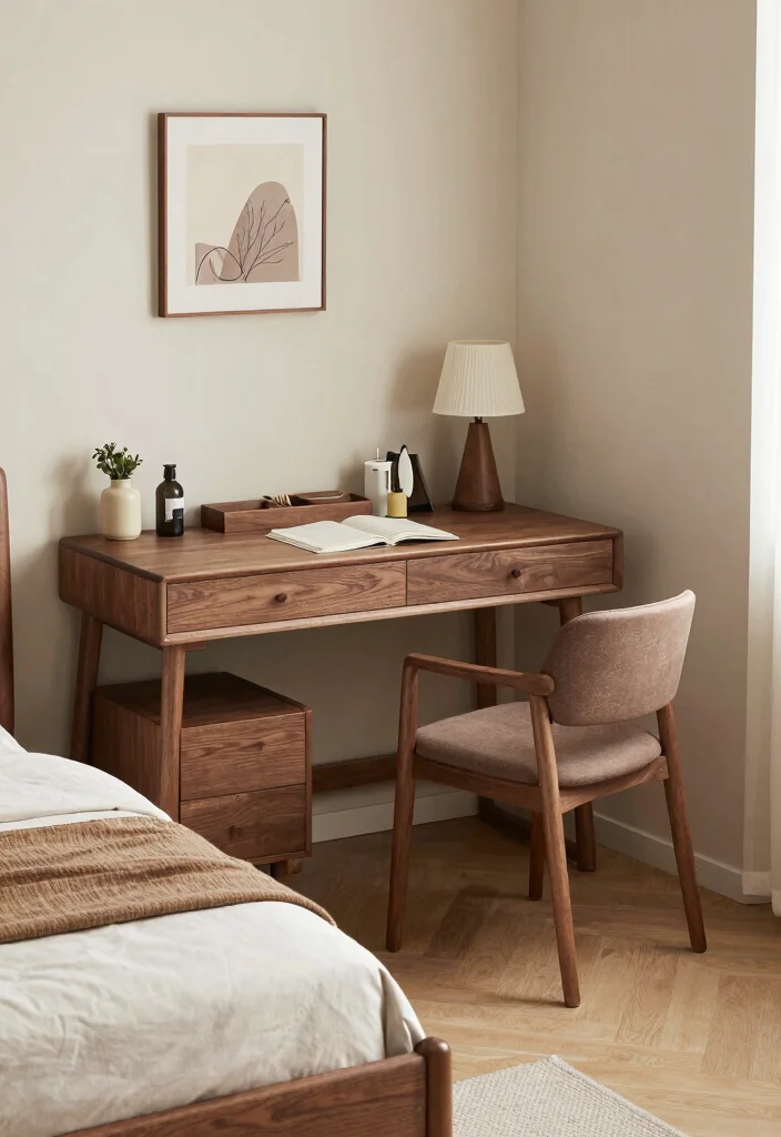 12 Walnut Bedroom Ideas with Warm Rich Tones 9. Create a Multi Functional Space 0