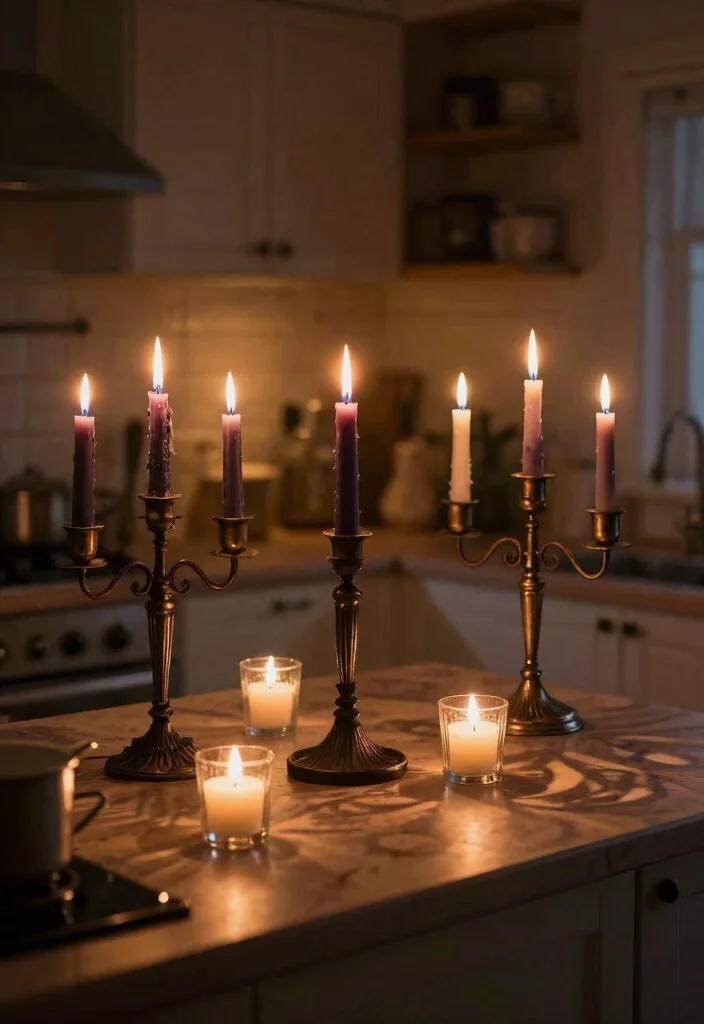 12 Witchy Kitchen Ideas with Dark Moody Vibes 16 12 Witchy Kitchen Ideas with Dark Moody Vibes 6. Candles and Candelabras 0