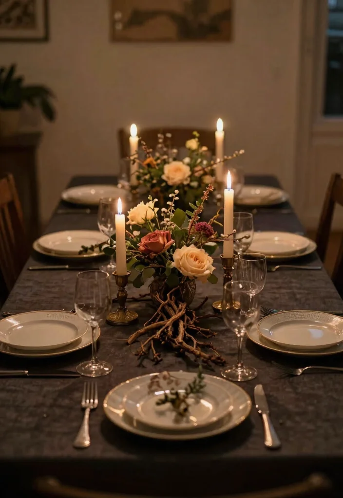 12 Witchy Kitchen Ideas with Dark Moody Vibes 39 12 Witchy Kitchen Ideas with Dark Moody Vibes 9. Enchanted Table Settings 0