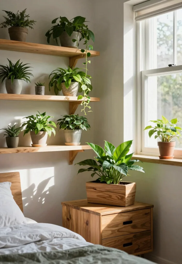 12 Wood Bedroom Ideas for Natural Warm Styling 41 12 Wood Bedroom Ideas for Natural Warm Styling 11. Incorporating Greenery with Wood 0