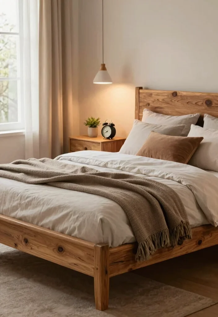 12 Wood Bedroom Ideas for Natural Warm Styling 12 12 Wood Bedroom Ideas for Natural Warm Styling 2. Rustic Wooden Bed Frame 0