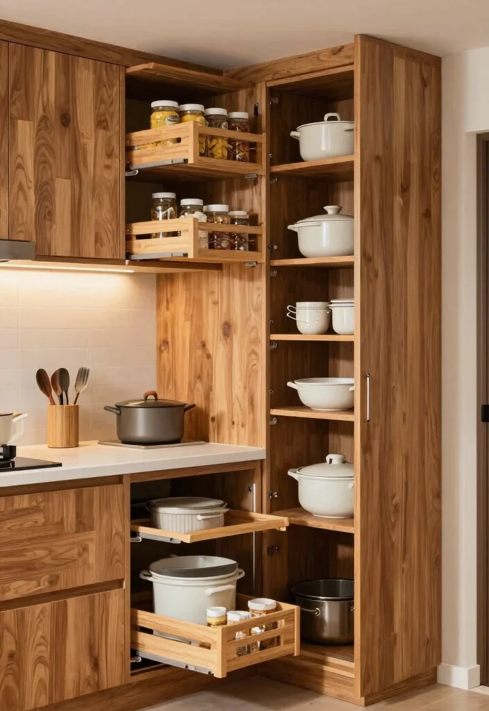 12 Wood Cabinet Kitchen Ideas with Warm Texture 12. Smart Storage Solutions 0