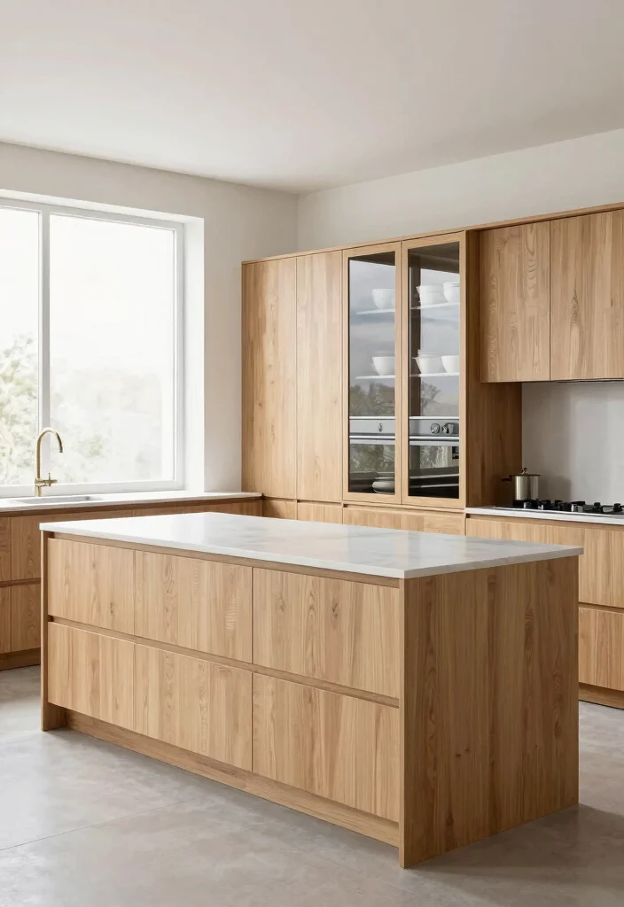 12 Wood Cabinet Kitchen Ideas with Warm Texture 2. Modern Minimalism 0