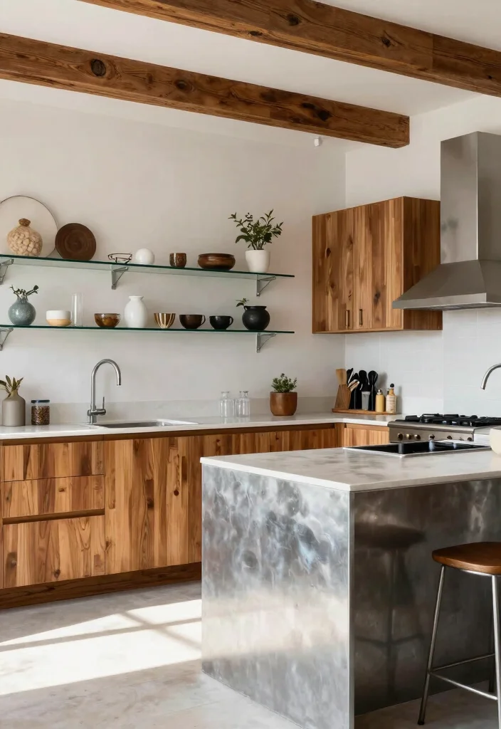 12 Wood Cabinet Kitchen Ideas with Warm Texture 5. Mixing Materials 0