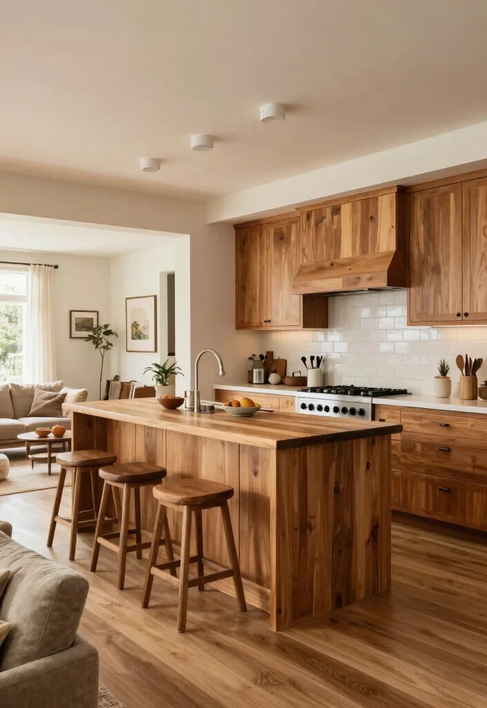 12 Wood Cabinet Kitchen Ideas with Warm Texture 6. Open Concept Design 0