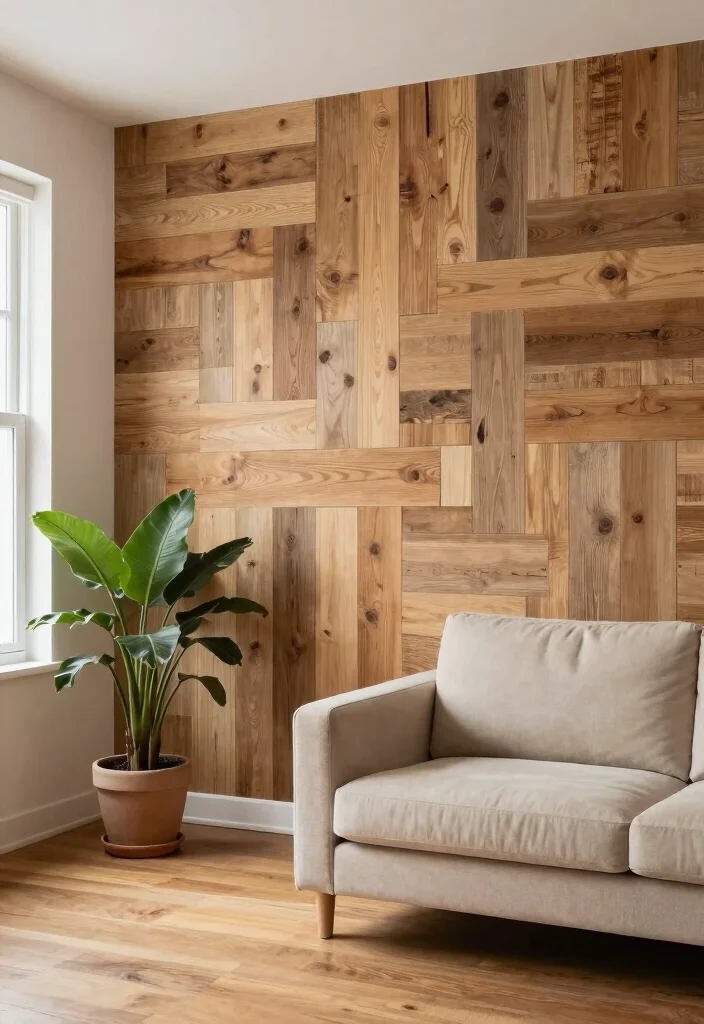 12 Wood Living Room Ideas with Natural Texture 2. Textured Wall Treatments 0