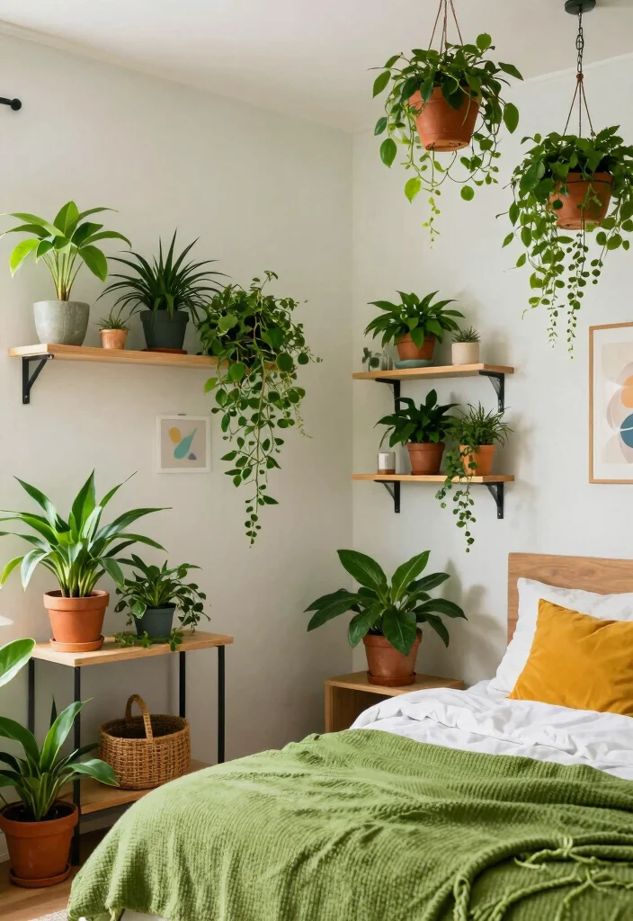 12 Y2K Bedroom Ideas with Fun Retro Energy 12. Greenery and Natural Elements 0