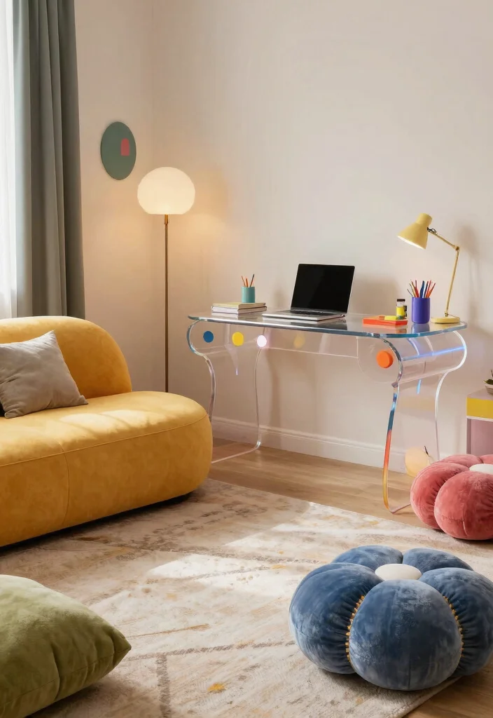 12 Y2K Bedroom Ideas with Fun Retro Energy 3. Futuristic Furniture with a Retro Twist 0