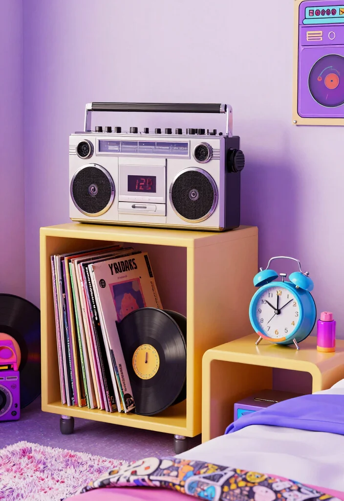 12 Y2K Bedroom Ideas with Fun Retro Energy 6. Techie Touches Vintage Electronics 0