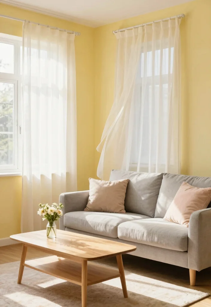 12 Yellow Wall Living Room Ideas for a Bright Look 6. Bright and Sunny with Light Fabrics 0