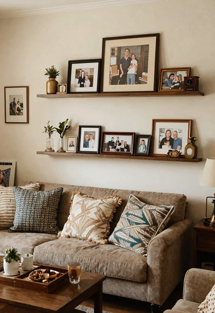 14 Airbnb Living Room Decor Ideas Guests Love 14. Personal Touches with Family Heirlooms 0