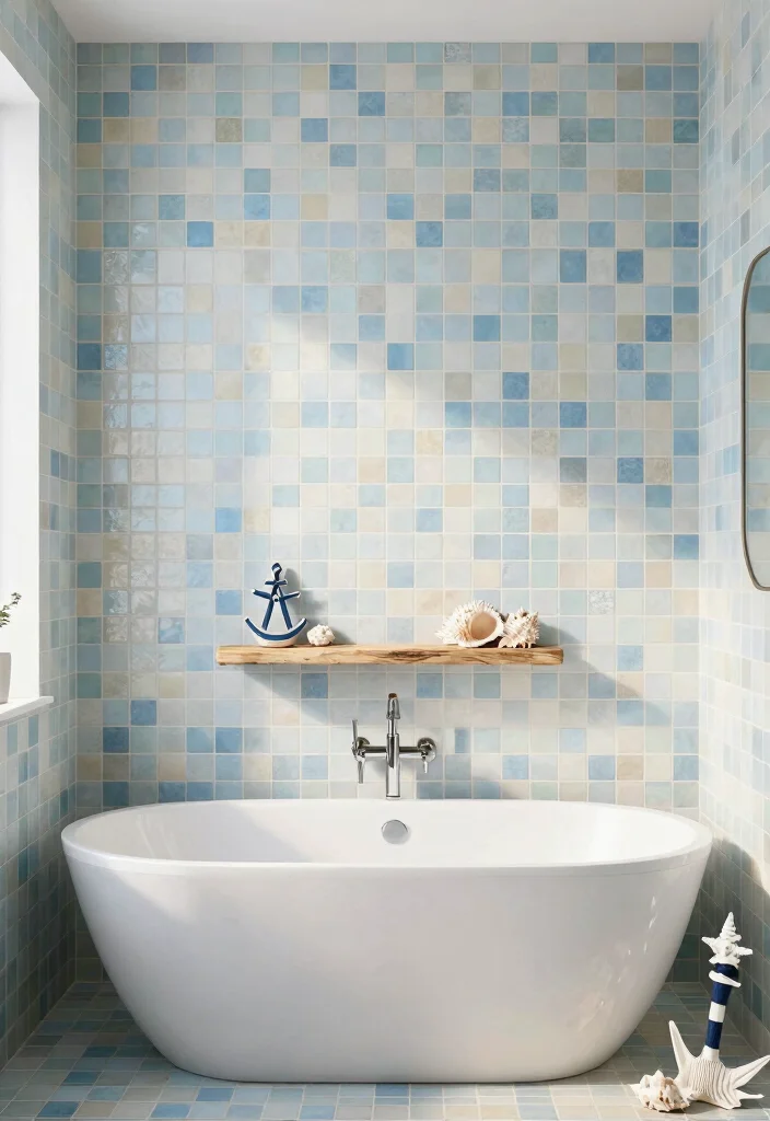 14 Bathroom Mosaic Tile Ideas with Texture and Visual Interest 14. Coastal Inspired Mosaics 0