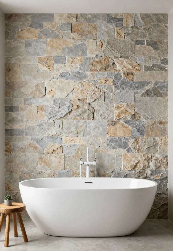 14 Bathroom Mosaic Tile Ideas with Texture and Visual Interest 3. Natural Stone Mosaic 0