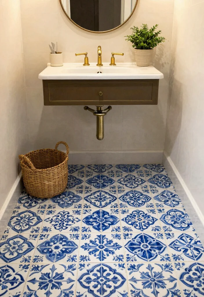14 Bathroom Mosaic Tile Ideas with Texture and Visual Interest 5. Patterned Ceramic Tiles 0