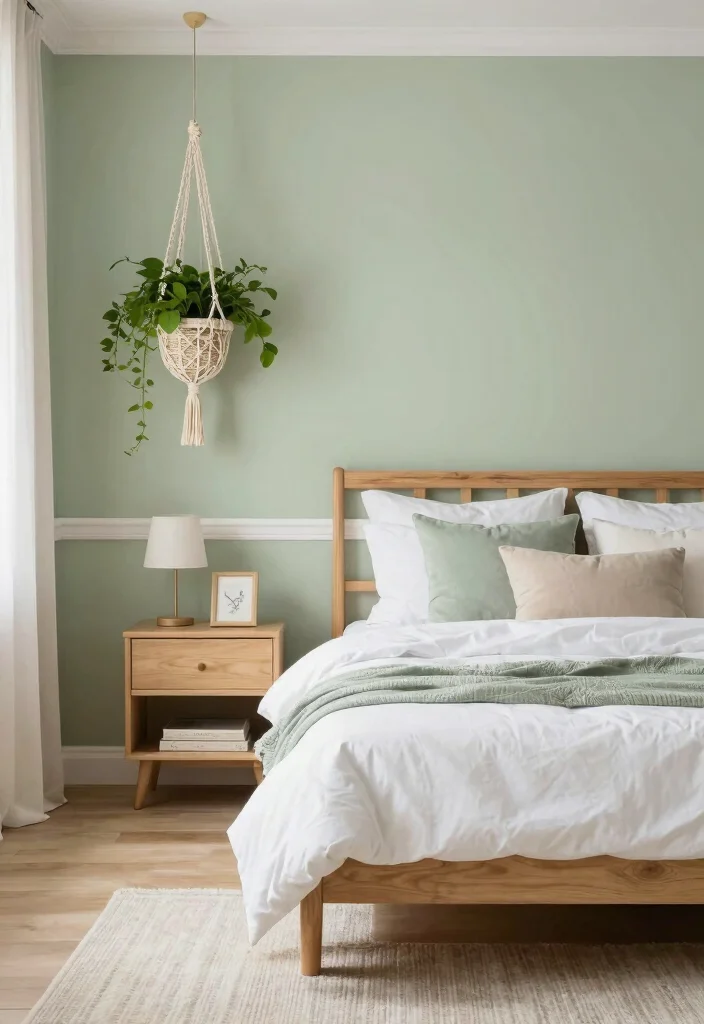 14 Bedroom Paint Ideas to Refresh the Entire Space 1. Soft Sage Green 0