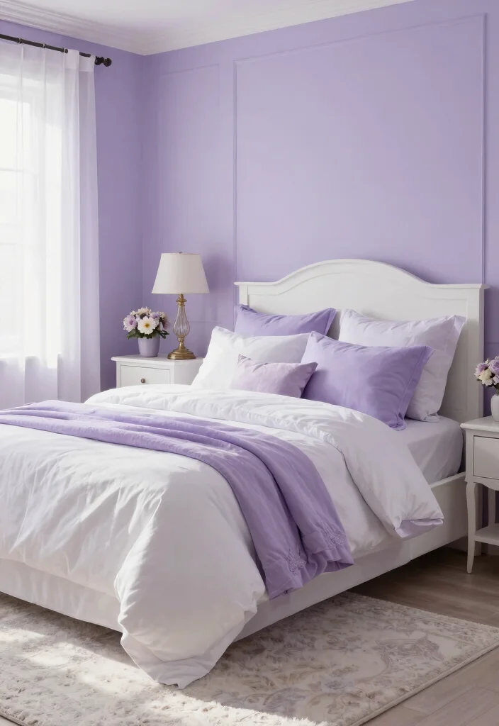 14 Bedroom Paint Ideas to Refresh the Entire Space 5. Soft Lavender 0