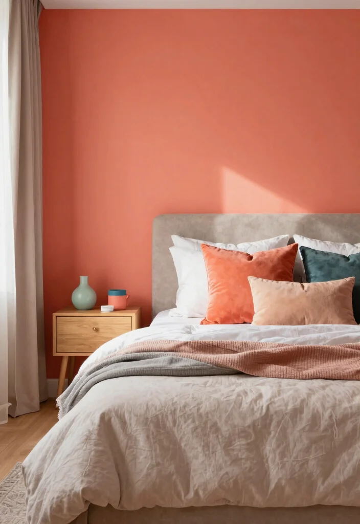 14 Bedroom Paint Ideas to Refresh the Entire Space 6. Energetic Coral 0