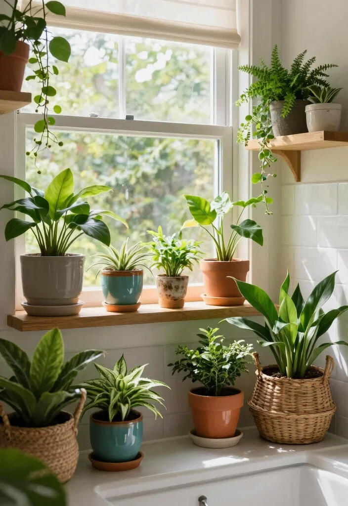 14 Boho Bathroom Decor Ideas with Texture and Warmth 13. Indoor Plants 0