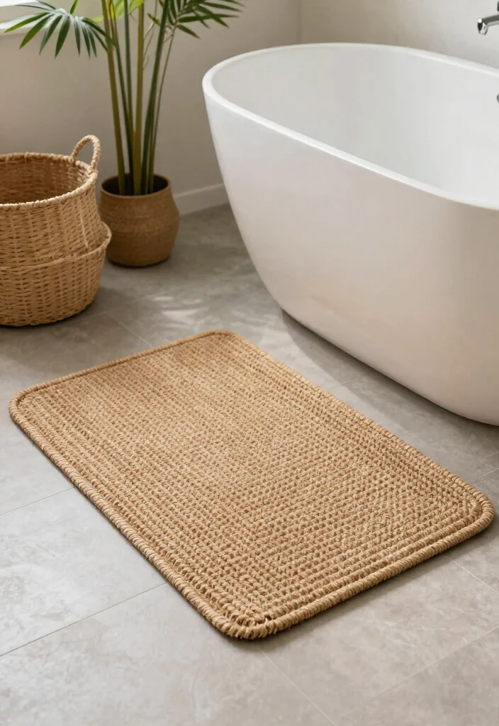 14 Boho Bathroom Decor Ideas with Texture and Warmth 4. Eco Friendly Bath Mats 0