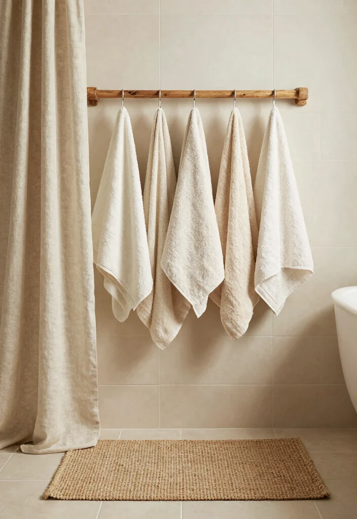 14 Boho Bathroom Decor Ideas with Texture and Warmth 8. Natural Fiber Textiles 0