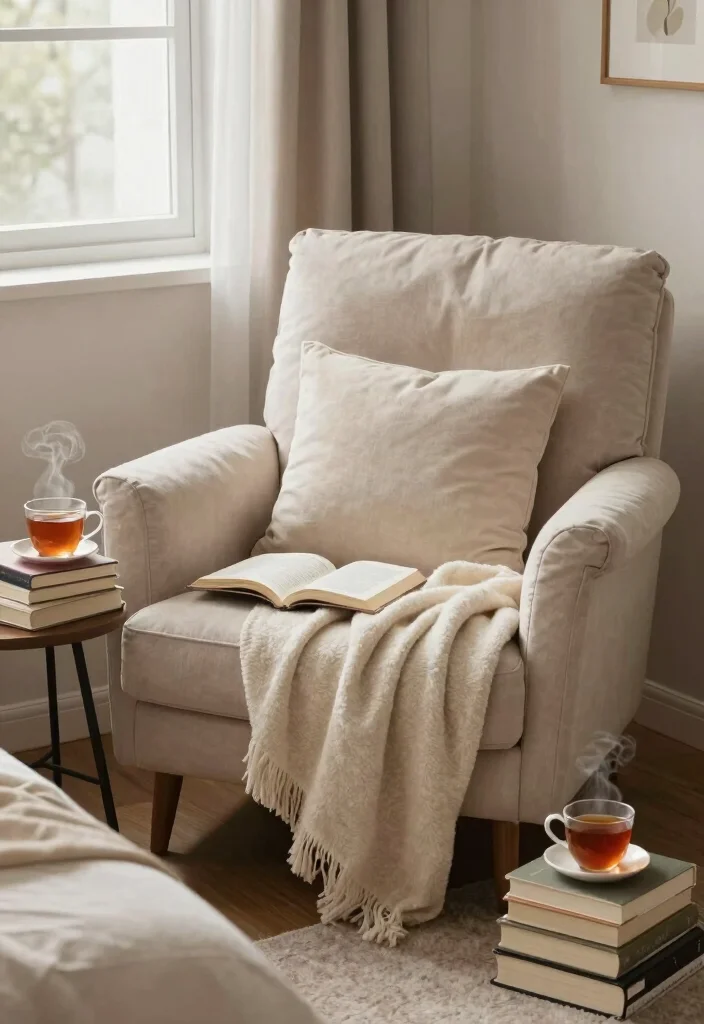 14 Cozy Aesthetic Bedroom Ideas with Soft Layers 7. A Reading Nook 0