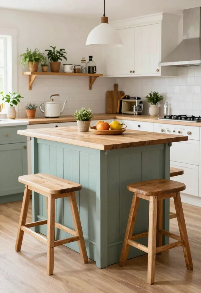 14 Farmhouse Kitchen Island Ideas with Rustic Charm 13. Compact Multi Purpose Island 0