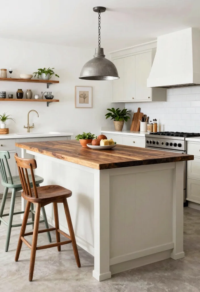 14 Farmhouse Kitchen Island Ideas with Rustic Charm 2. Two Tone Island Effect 0