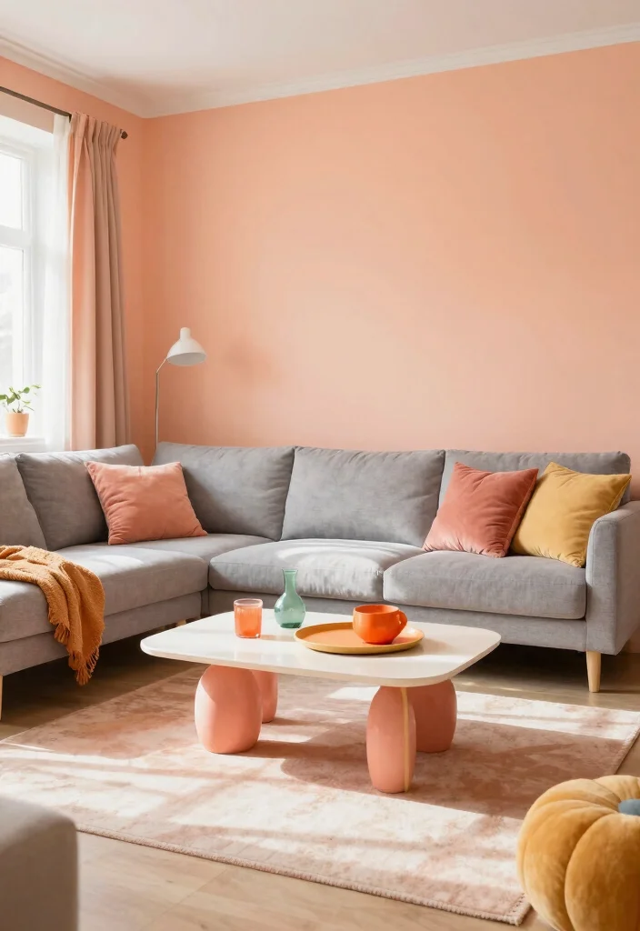 14 Living Room Paint Ideas to Change the Mood 63 14 Living Room Paint Ideas to Change the Mood 13. Playful Peach 0