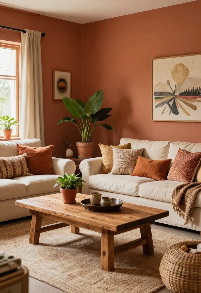 14 Living Room Paint Ideas to Change the Mood 12 14 Living Room Paint Ideas to Change the Mood 2. Warm Terracotta 0