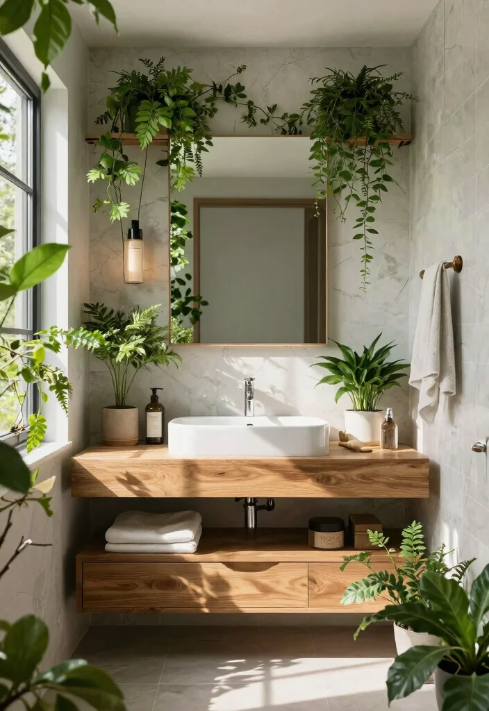 14 Luxury Bathroom Vanity Ideas for a High End Finish 14. Greenery and Nature 0