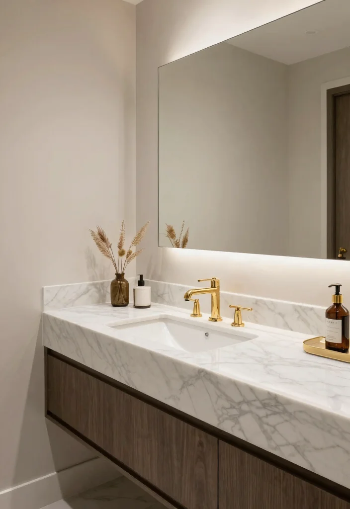 14 Luxury Bathroom Vanity Ideas for a High End Finish 2. Sleek Marble Sophistication 0