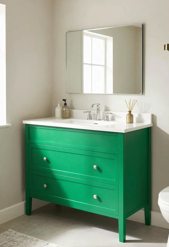 14 Luxury Bathroom Vanity Ideas for a High End Finish 6. Statement Color Pop 0