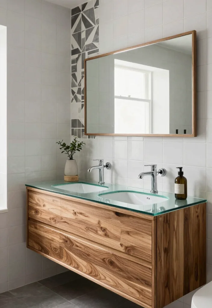 14 Luxury Bathroom Vanity Ideas for a High End Finish 7. Mixed Materials Marvel 0