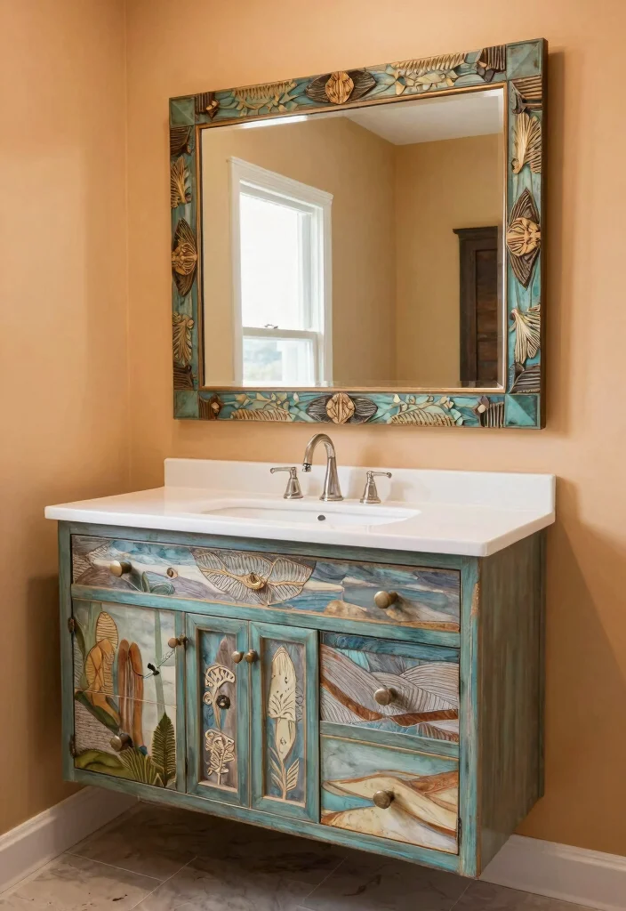 14 Luxury Bathroom Vanity Ideas for a High End Finish 9. Artistic Touch with Custom Designs 0