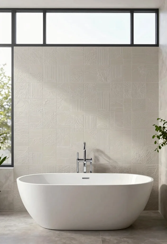 14 Modern Bathroom Tile Design Ideas for a Clean High End Look 3. Textured Tiles 0