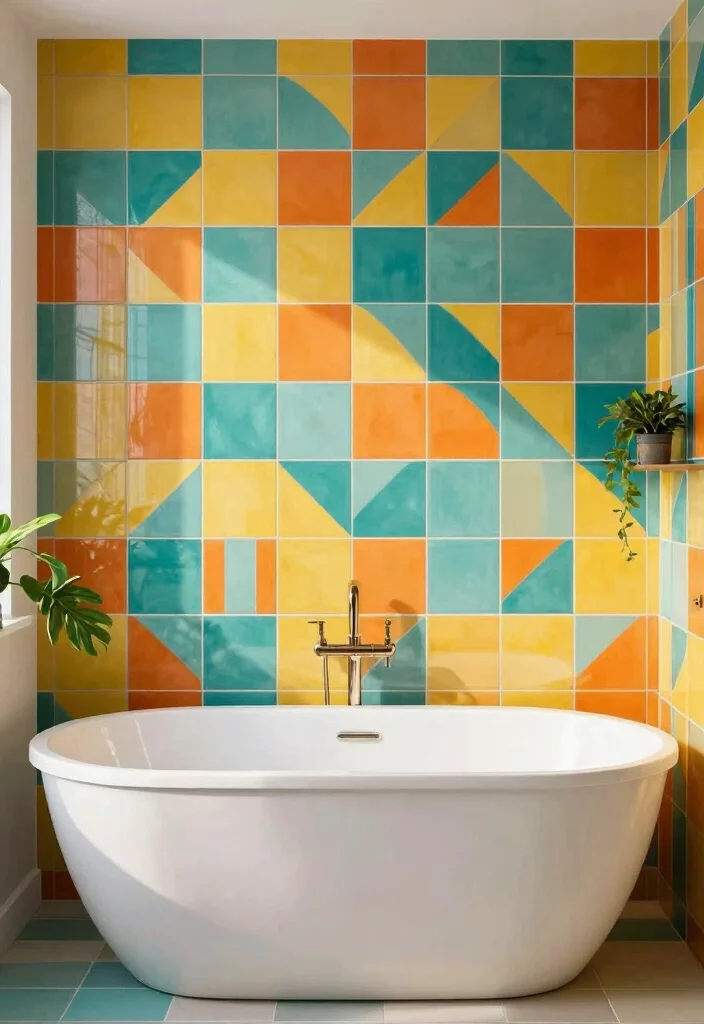 14 Modern Bathroom Tile Design Ideas for a Clean High End Look 6. Bold Color Schemes 0