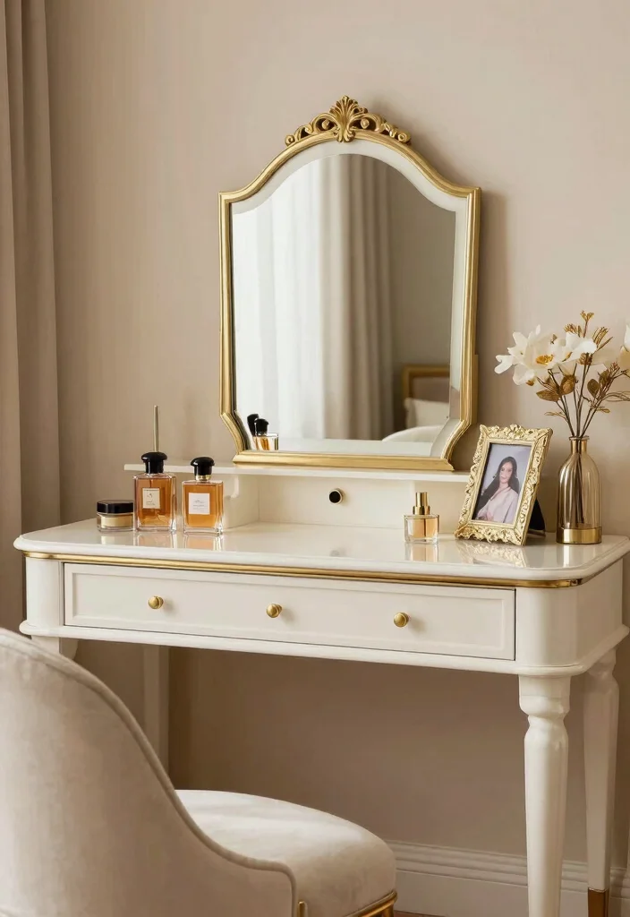 14 Modern Luxury Bedroom Vanity Ideas with Elegant Design 14. Personal Touch with Accessories 0
