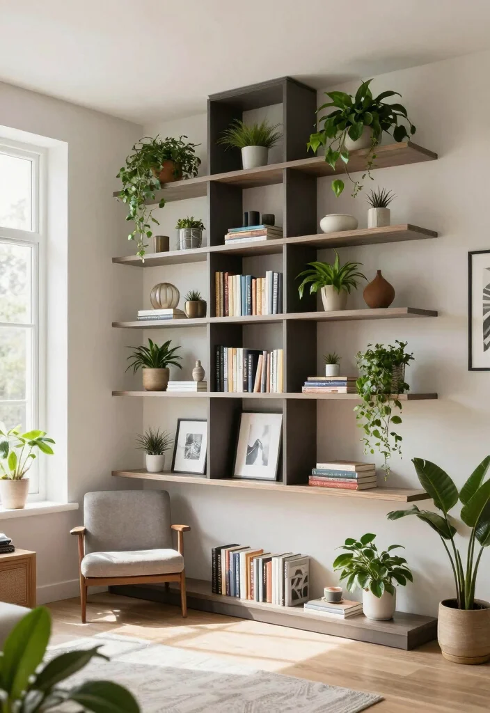 14 Stylish Apartment Living Room Decor Ideas with Smart Layouts 2. Utilize Vertical Space 0