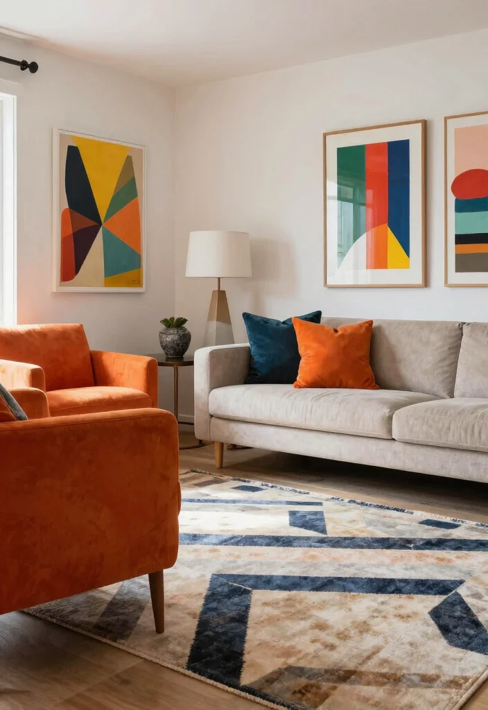 14 Stylish Apartment Living Room Decor Ideas with Smart Layouts 8. Incorporate Bold Accents 0
