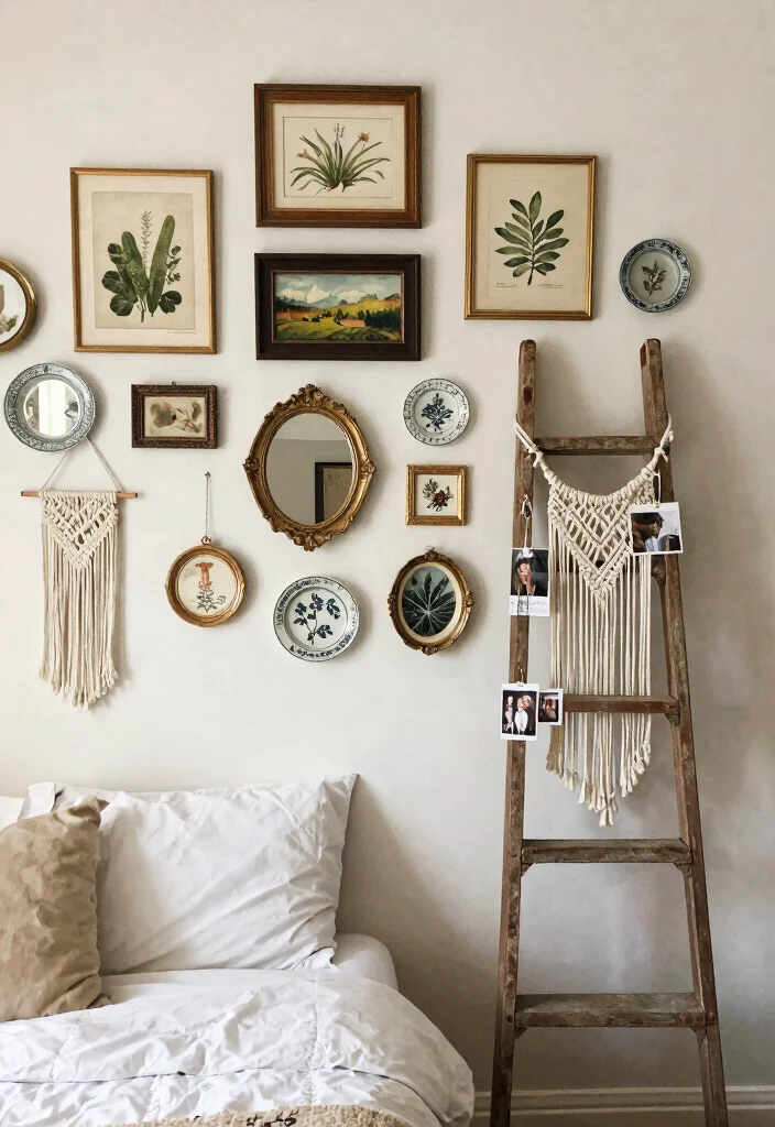 14 Vintage Bedroom Ideas with Timeless Character 60 14 Vintage Bedroom Ideas with Timeless Character 10. Eclectic Wall Decor 0