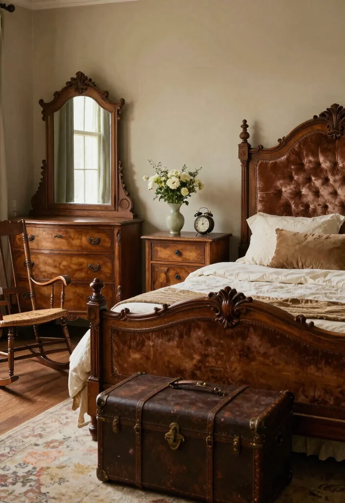 14 Vintage Bedroom Ideas with Timeless Character 12 14 Vintage Bedroom Ideas with Timeless Character 2. Antique Furniture Styles 0