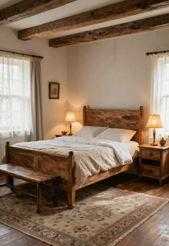 14 Vintage Bedroom Ideas with Timeless Character 34 14 Vintage Bedroom Ideas with Timeless Character 4. Rustic Wooden Accents 0